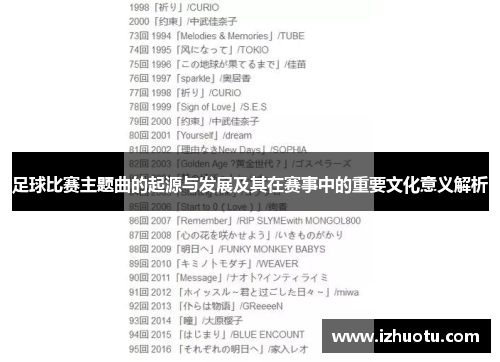 足球比赛主题曲的起源与发展及其在赛事中的重要文化意义解析